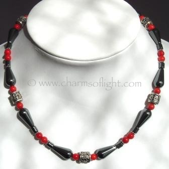 Hematite & Coral Necklace